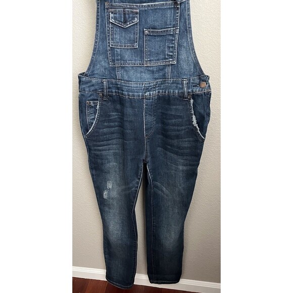 Free People size 27 Distressed Stretch Denim Overalls - Picture 3 of 13